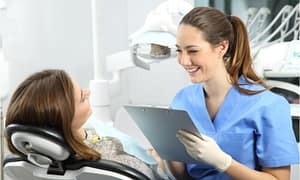 The dentist explains the procedure for gum surgery.